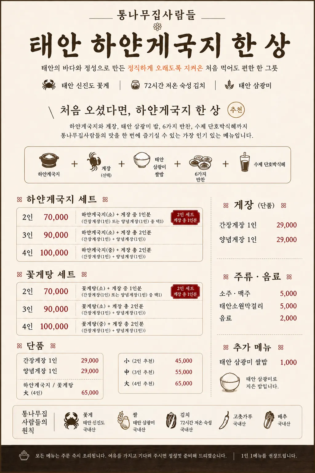 통나무집사람들 전체 메뉴판